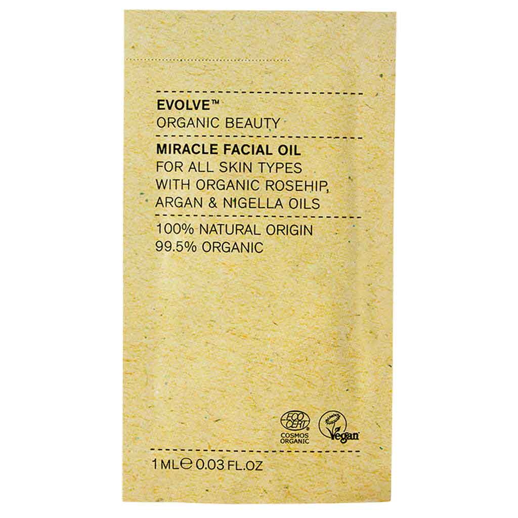 Evolve Organic Beauty Miracle Facial Oil Tuhkimo kasvoöljy 1ml Näyte