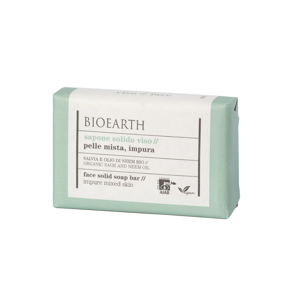 Bioearth - Solid Soaps Face Solid Soap - Organic Sage And Neem Oil - 150g