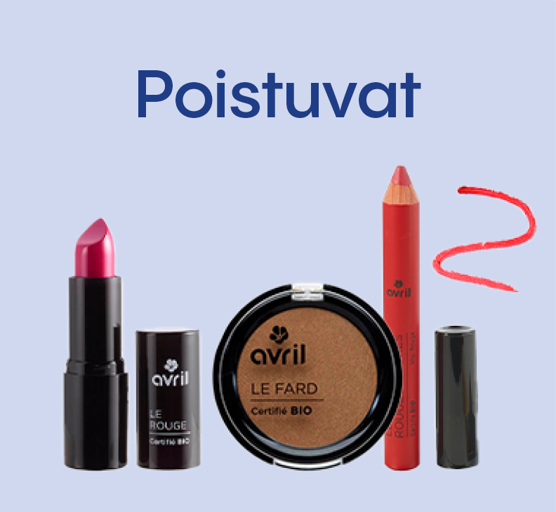 Avril Organic meikkituotteet poistuvat valikoimastamme (pl. ripsivärit ja eyeliner).