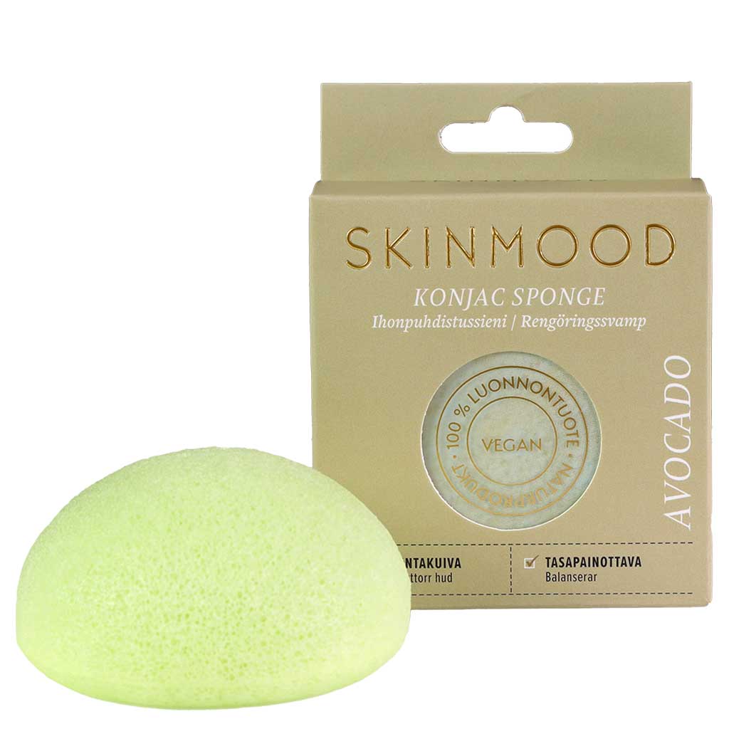SkinMood® Konjac-ihonpuhdistussieni Avocado/Avokado - seka- ja pintakuivalle sekaiholle